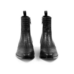 Vegan Richards – Black Snakeskin Faux Leather Zip Boots -Straight To Hell veg ric blk sna men w 4
