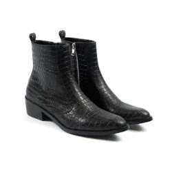 Vegan Richards – Black Snakeskin Faux Leather Zip Boots (Size 6.5, 7.5, 8.5, 9, 9.5) -Straight To Hell veg ric blk sna wom w 3