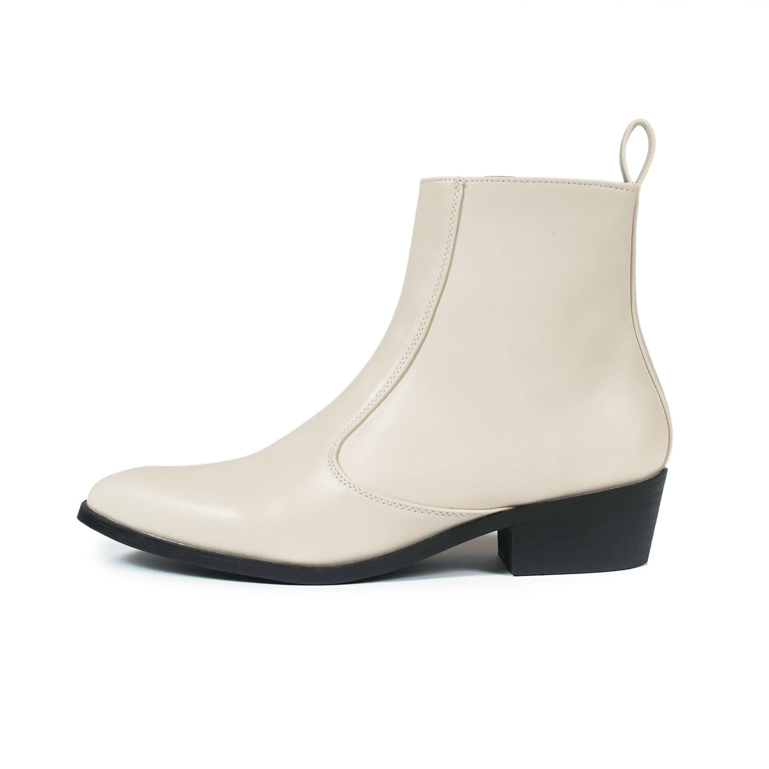 Vegan Richards – Cream Faux Leather Zip Boots 2 Vegan Richards – Cream Faux Leather Zip Boots - Image 2