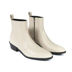 Vegan Richards – Cream Faux Leather Zip Boots 9 Vegan Richards – Cream Faux Leather Zip Boots -Straight To Hell veg ric cre men w 3