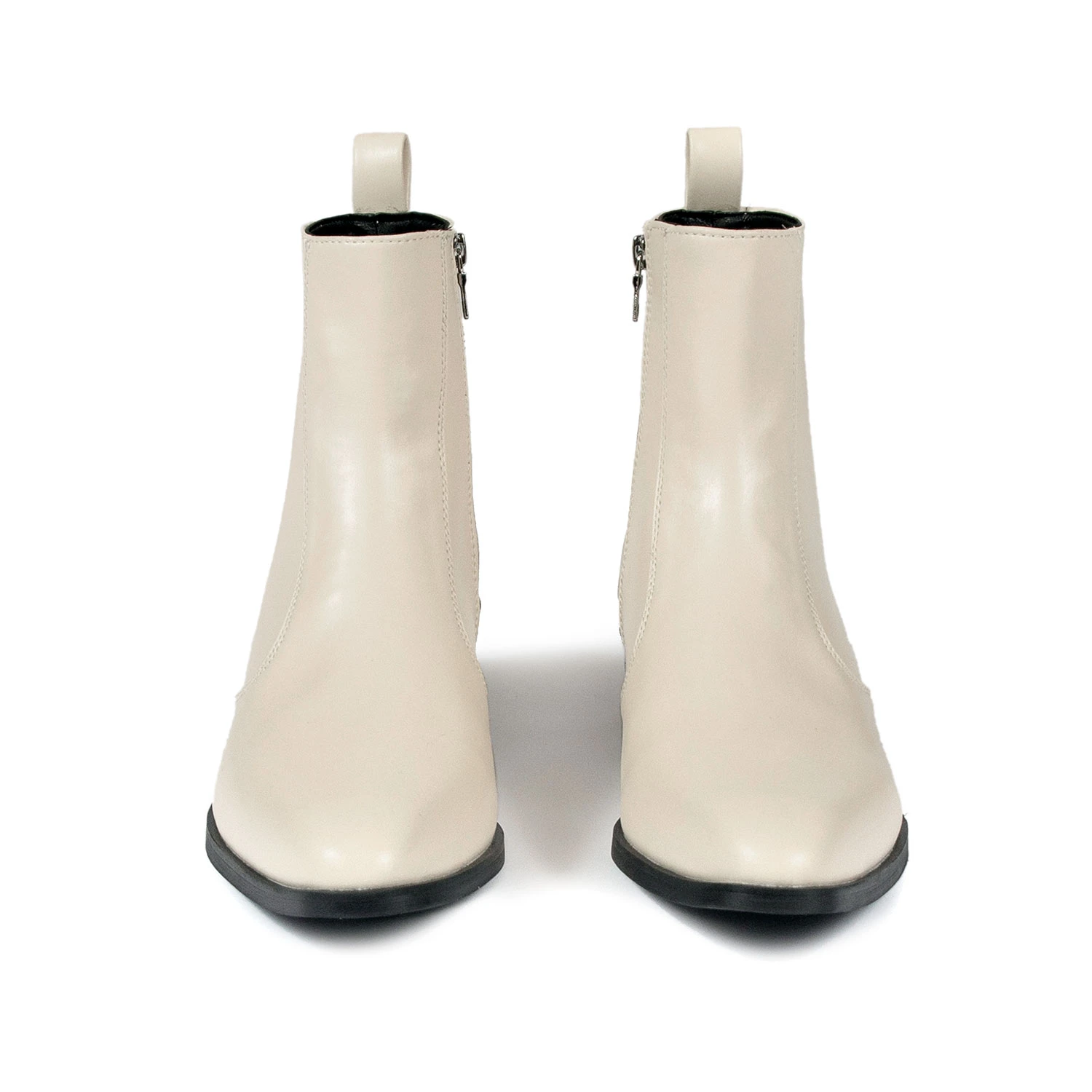 Vegan Richards – Cream Faux Leather Zip Boots 4 Vegan Richards – Cream Faux Leather Zip Boots - Image 4