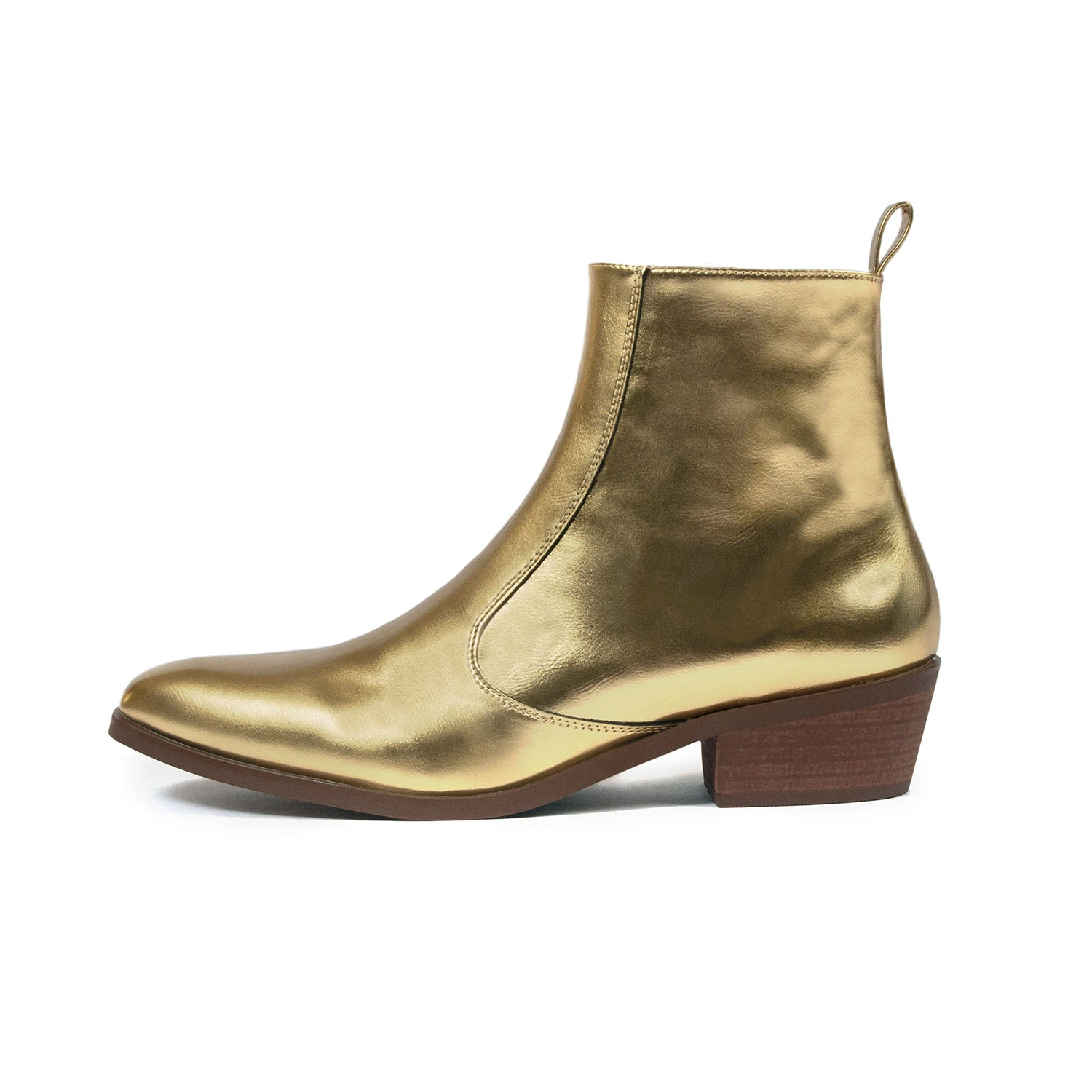 Vegan Richards – Gold Faux Leather Zip Boots 2 Vegan Richards – Gold Faux Leather Zip Boots - Image 2
