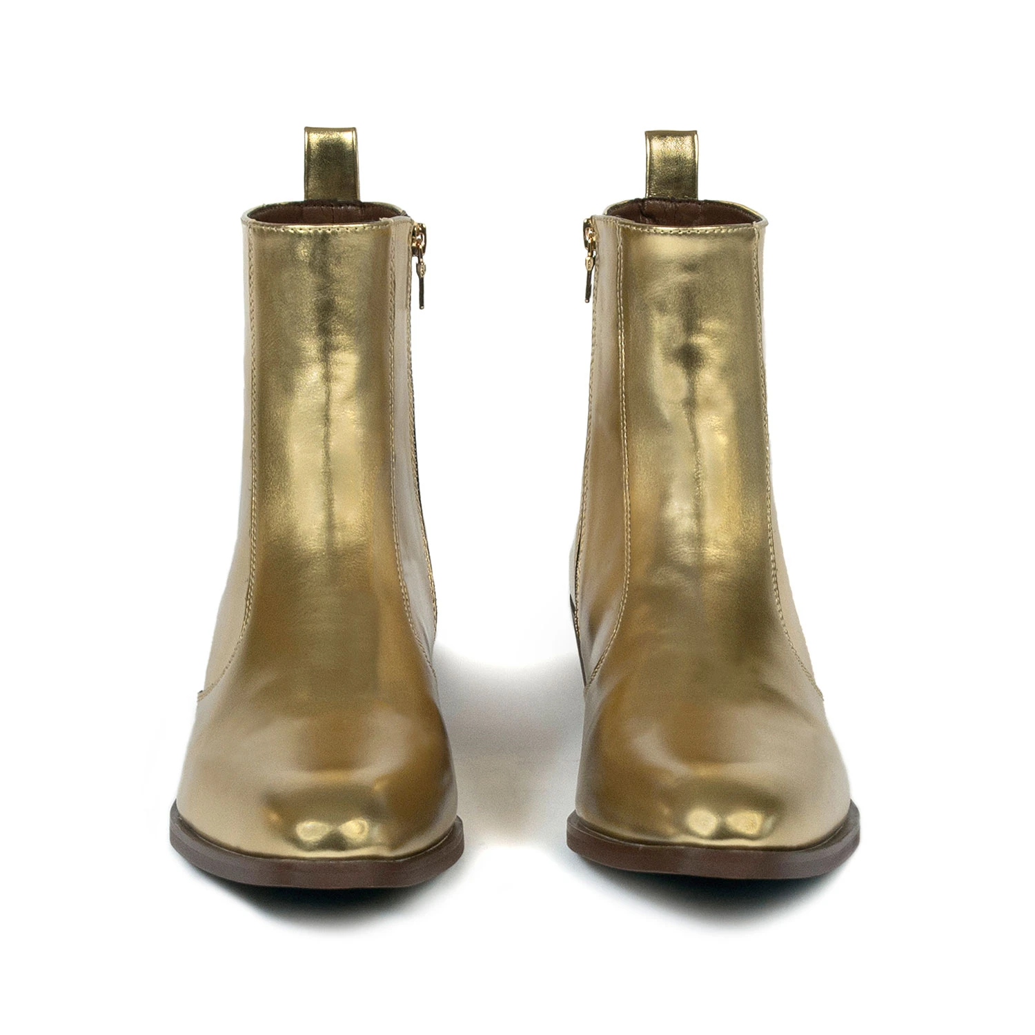 Vegan Richards – Gold Faux Leather Zip Boots 4 Vegan Richards – Gold Faux Leather Zip Boots - Image 4