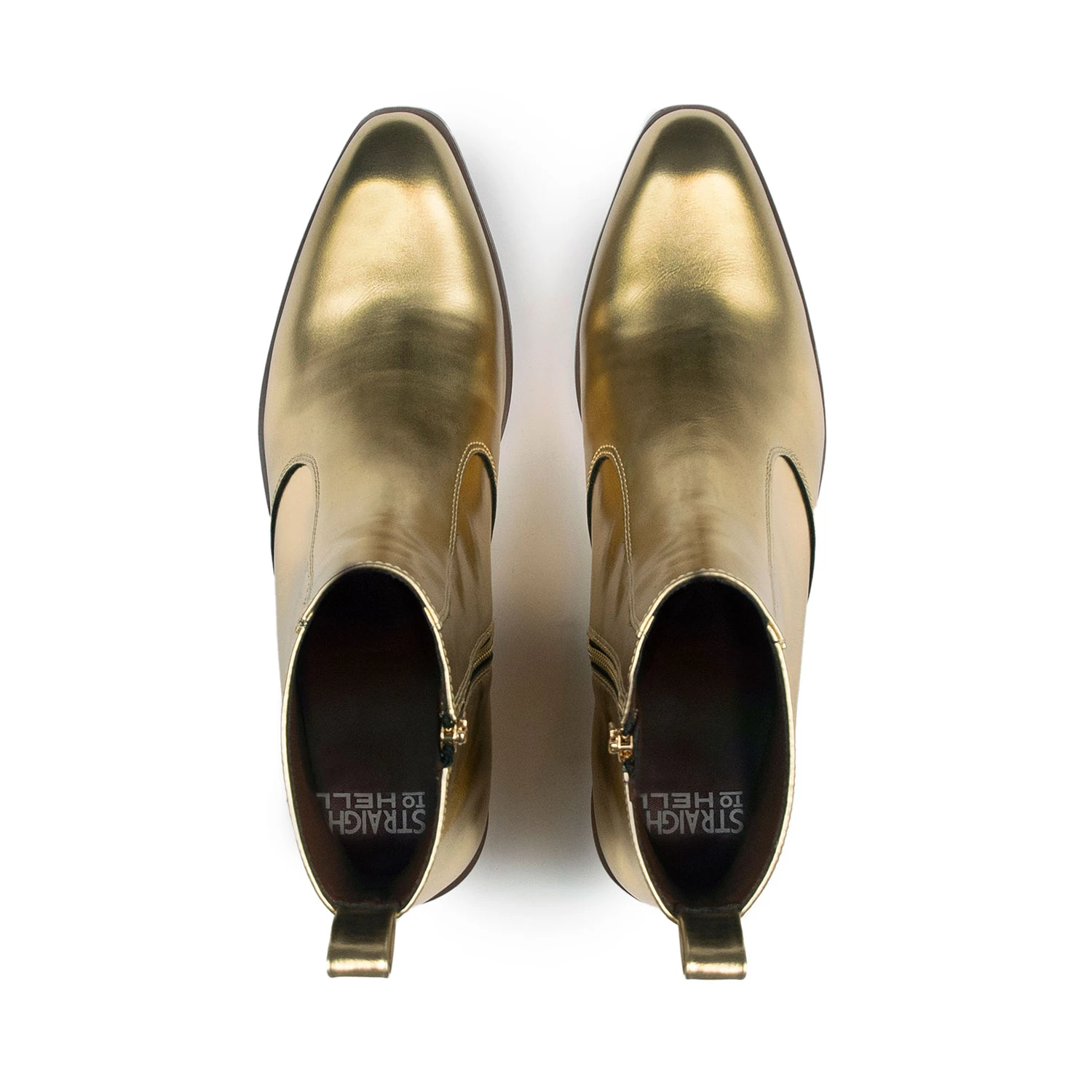 Vegan Richards – Gold Faux Leather Zip Boots 5 Vegan Richards – Gold Faux Leather Zip Boots - Image 5