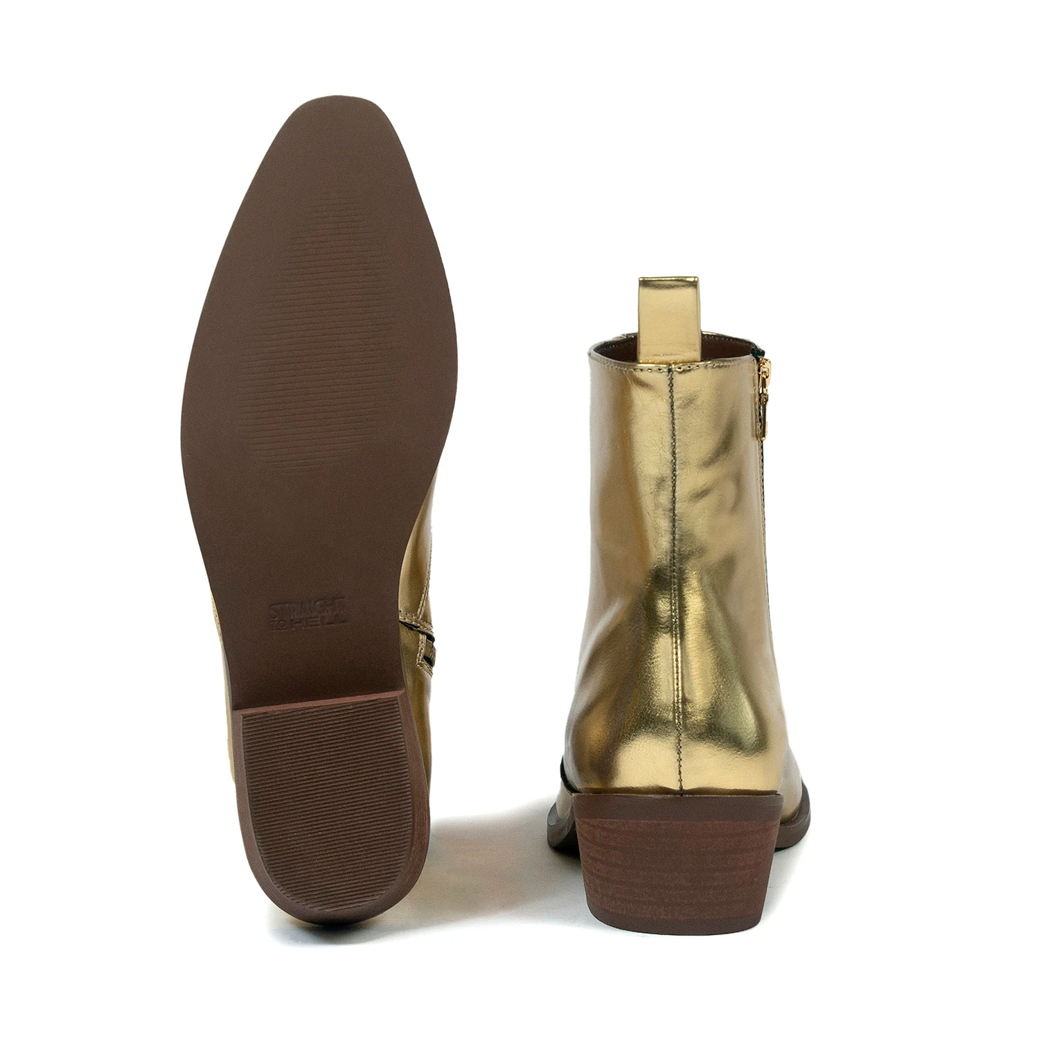 Vegan Richards – Gold Faux Leather Zip Boots 6 Vegan Richards – Gold Faux Leather Zip Boots - Image 6