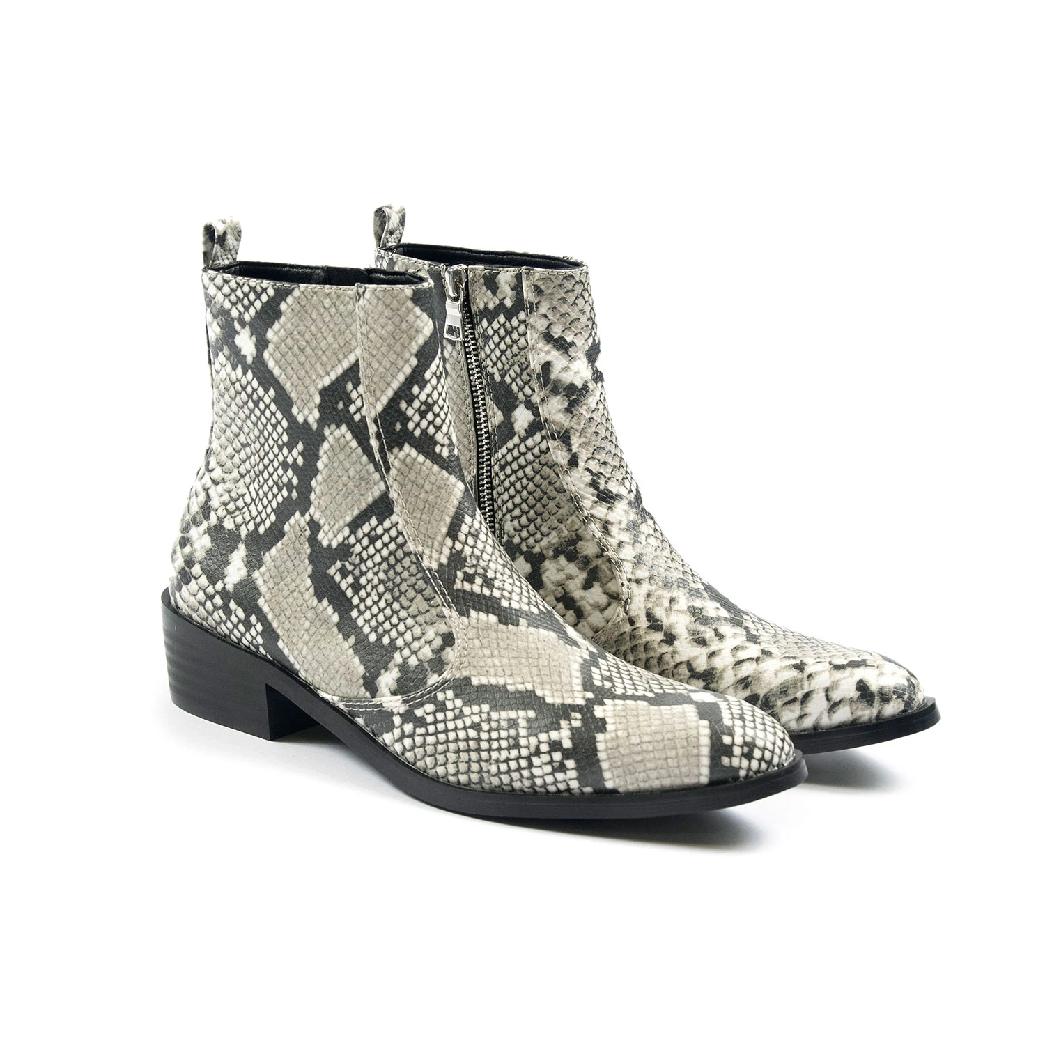 Vegan Richards – Grey Snakeskin Faux Leather Zip Boots (Size 6.5, 7.5) 3 Vegan Richards – Grey Snakeskin Faux Leather Zip Boots (Size 6.5, 7.5) - Image 3