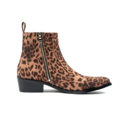Vegan Richards – Leopard Zip Boots (Size 7, 7.5, 8, 9, 9.5, 10, 10.5, 11, 12, 13, 14)