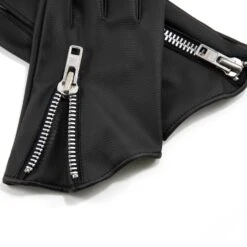 Vegan Throttle – Faux Leather Zip Gloves (Size 2XL) 7 Vegan Throttle – Faux Leather Zip Gloves (Size 2XL) -Straight To Hell vegan throttle men blk detail