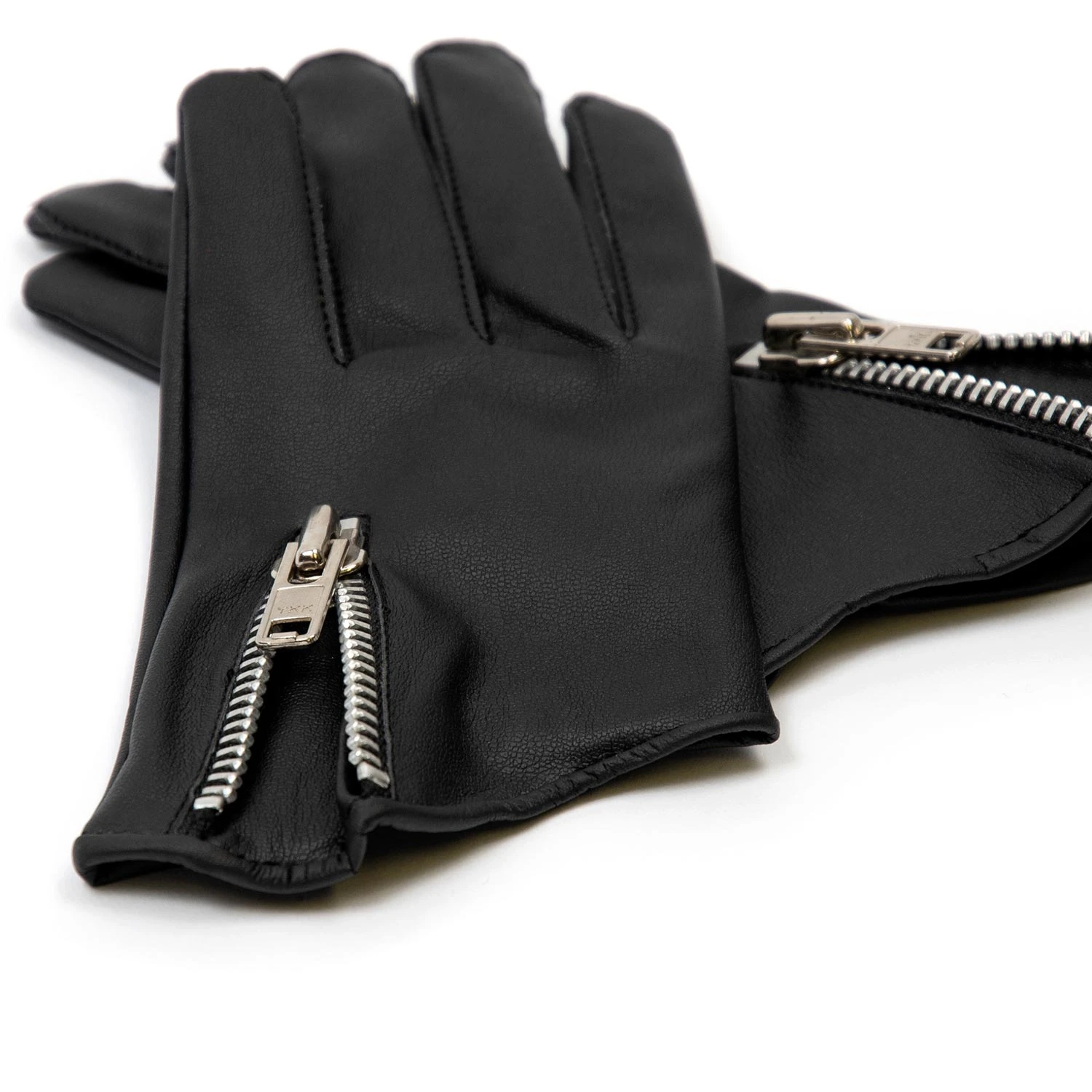 Vegan Throttle – Faux Leather Zip Gloves (Size XS) 4 Vegan Throttle – Faux Leather Zip Gloves (Size XS) - Image 4