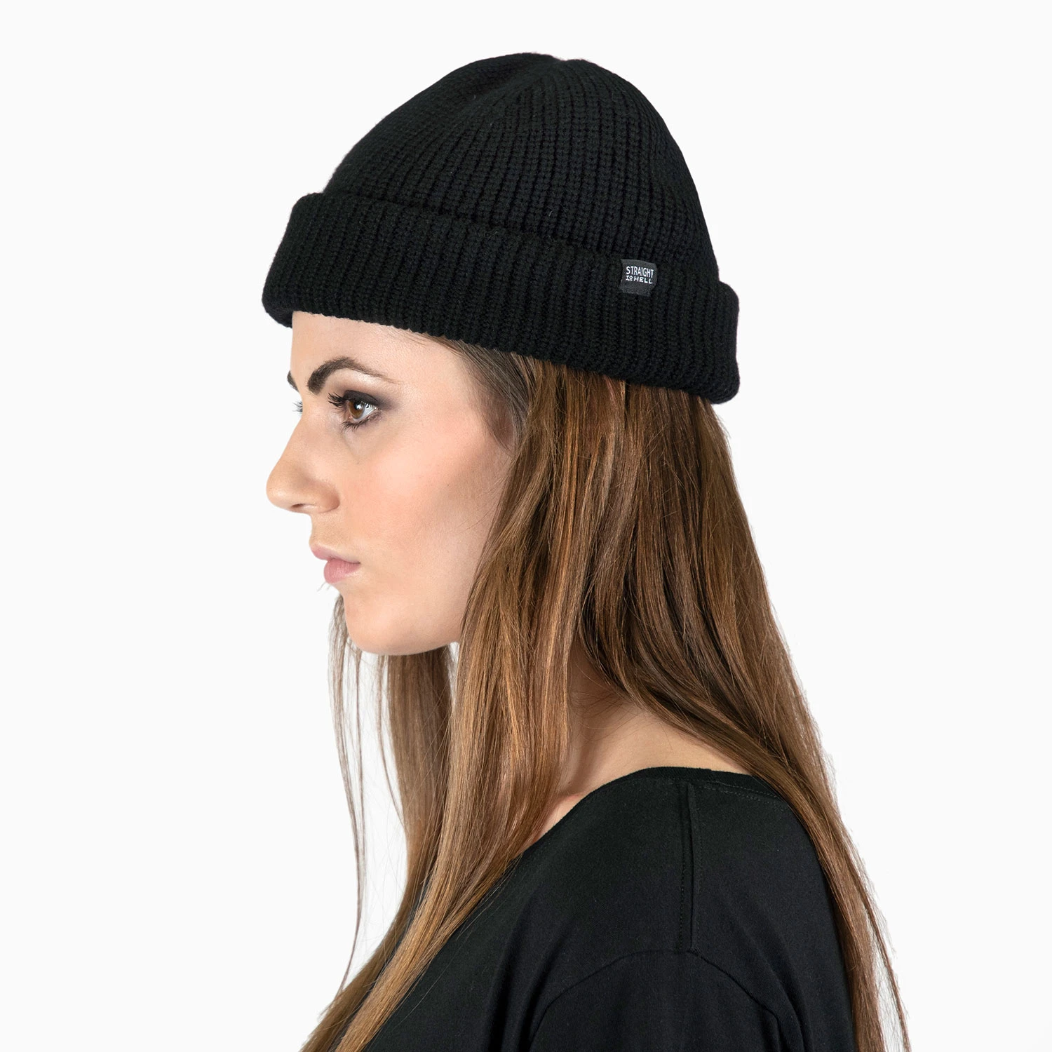 Wanderer – Black Wool Short Beanie 5 Wanderer – Black Wool Short Beanie - Image 5