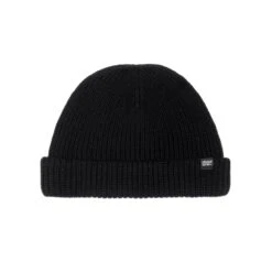 Wanderer – Black Wool Short Beanie